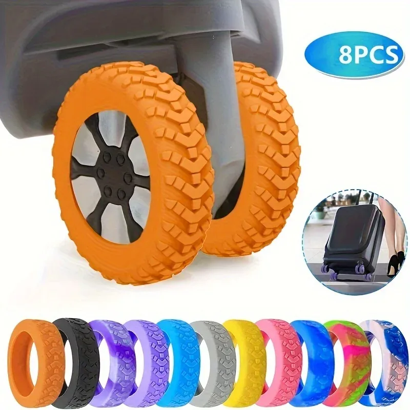 8 protections de roues en silicone pour valises, housse de protection pour roulettes de bagages, manchon anti-