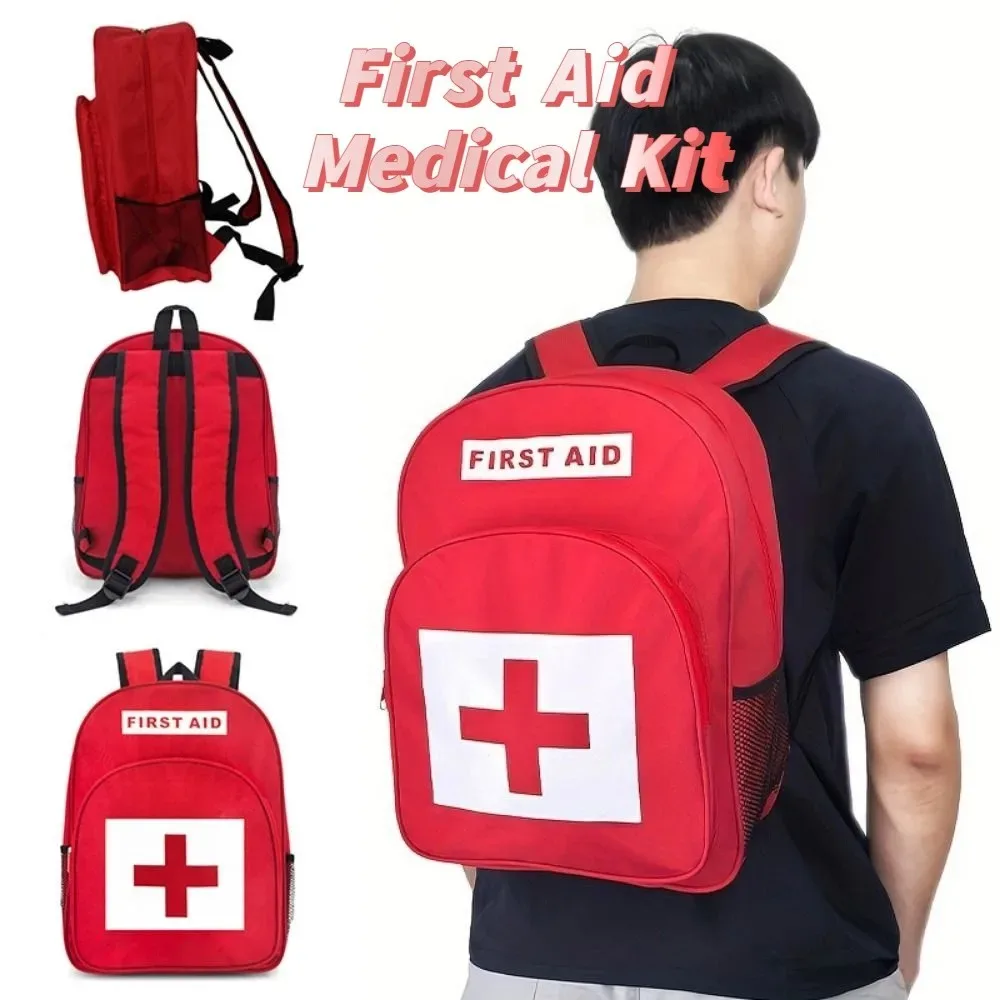 Sac à dos d'urgence vide grande capacité anti-rayures pour secours extérieur, sacs de traumatologie multi-poches rouges pour premiers intervenants