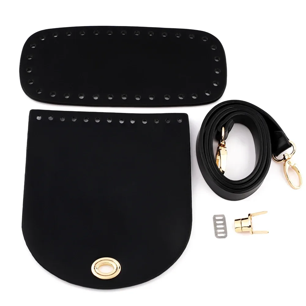 1 ensemble de sacs à main faits à la main en cuir pu avec fond de sac, accessoires de quincaillerie et bandoulière pour sac à main, pour sac à dos diy pour femme