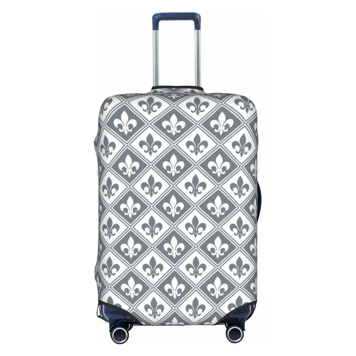 housse de protection pour bagages en cuir marron doré royal, motif fleur de lis, housse de protection amusante pour valise, convient aux valises de 18 à 32 pouces