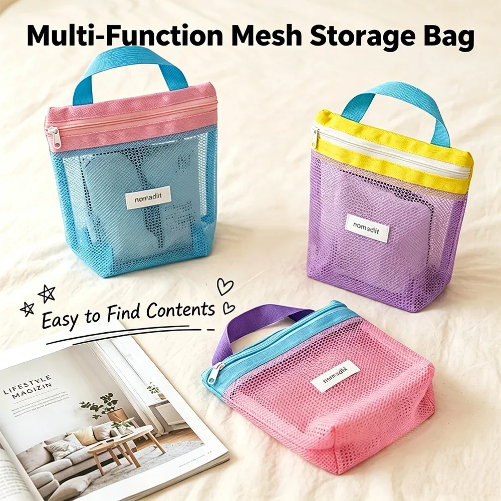 trousse de toilette portable, sac de voyage pour la natation, sac à cosmétiques, sac de voyage d'affaires, sac de plage en maille imperméable, sac de rangement pour le fitness
