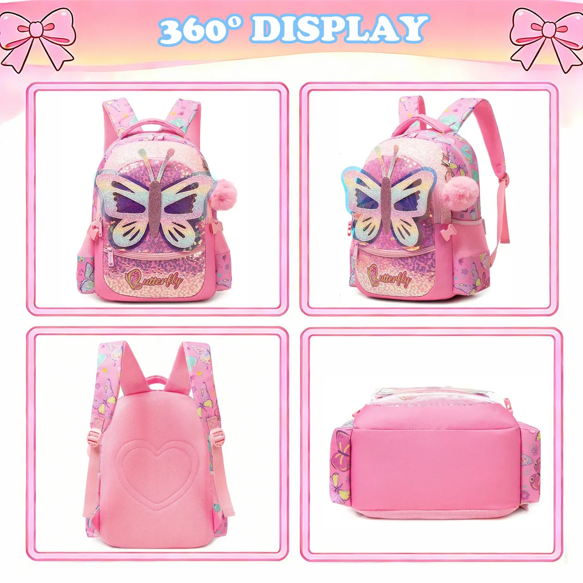 sac à dos scolaire mignon pour filles, sac à bandoulière pour enfants avec boîte à lunch isotherme, sac à dos décontracté pour étudiants, cadeau de rentrée scolaire