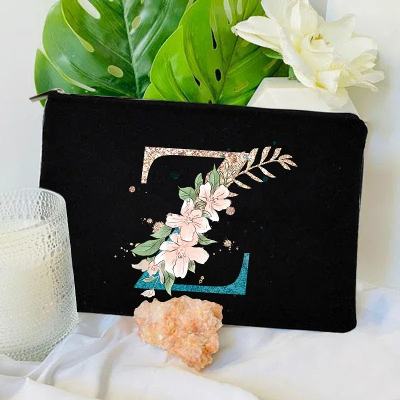 sacs à fermeture éclair pour maquillage initial dégradé, pochette de voyage pour toilettes, rouge à lèvres, enterrement de vie de jeune fille, pochette cosmétique pour demoiselle d'honneur