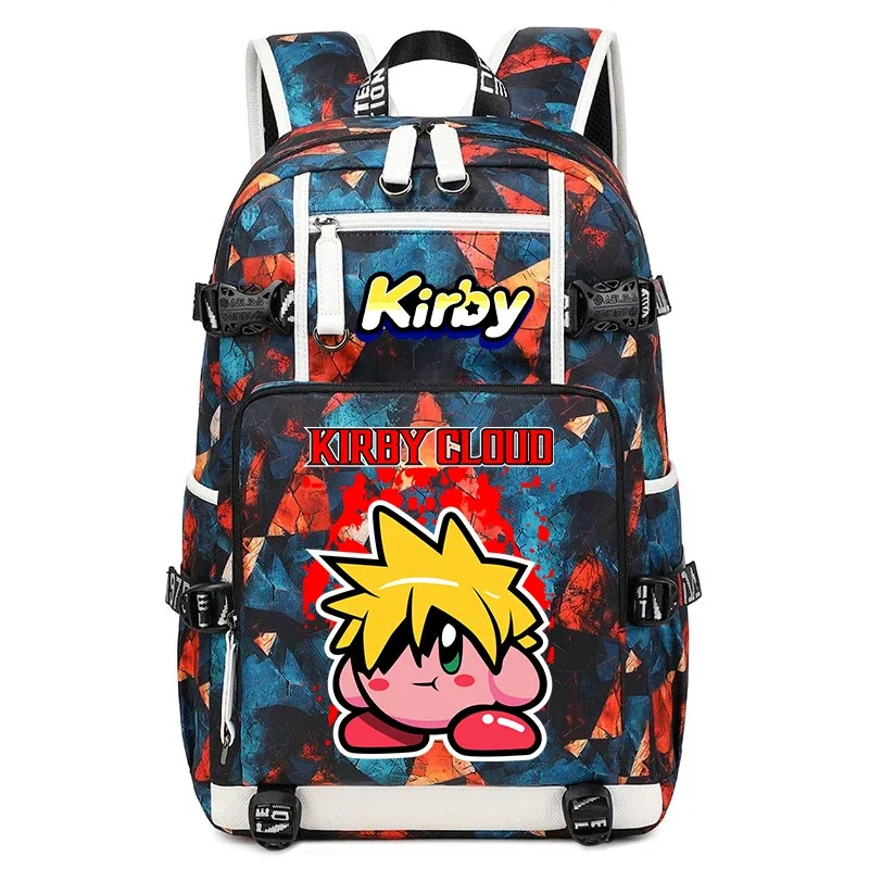 sac à dos d'étudiant imprimé dessin animé kirby, sac d'école de voyage de grande capacité pour enfants et adolescents