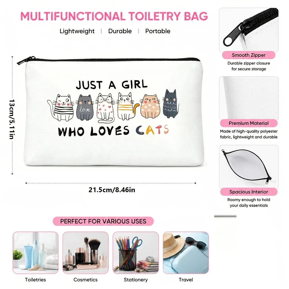 trousse de toilette à thème chat pour femme, cadeau mignon pour filles, trousse de maquillage de voyage avec fermeture éclair pour les amoureuses des chats, cadeau amusant pour maman chat, pour anniversaire ou noël, pour fille, sœur ou meilleure amie