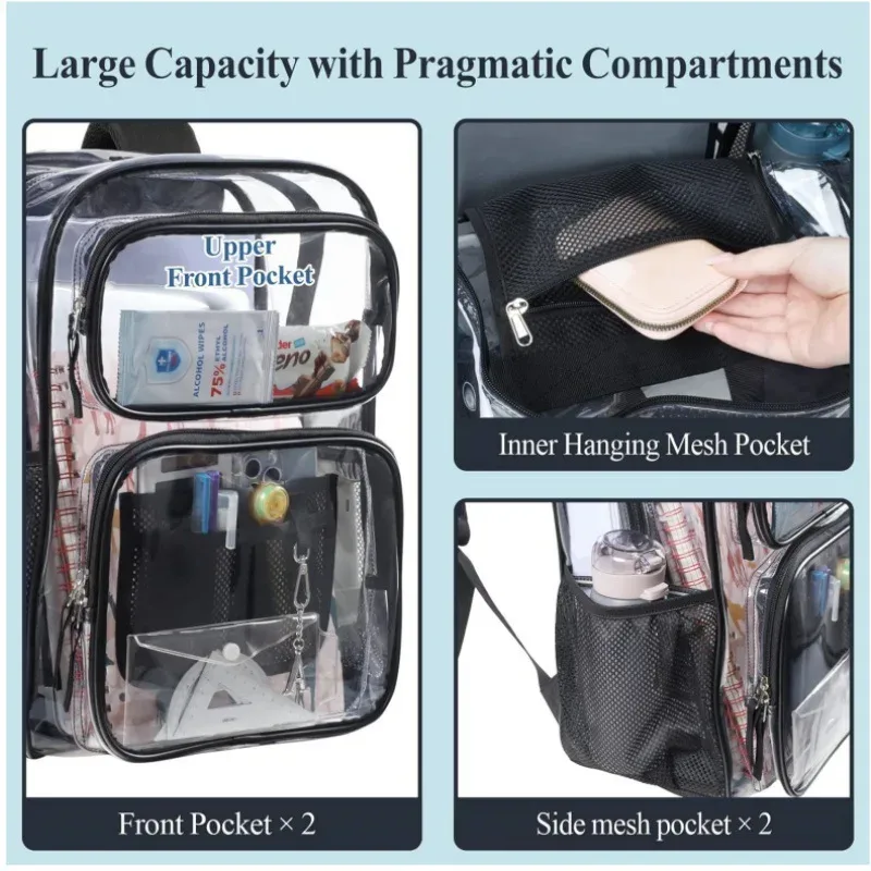 sac à dos transparent en pvc, petit sac à dos transparent durable, mini sac transparent portable et léger, mignon, pour le travail, les sports de plein air, nouveauté 2026