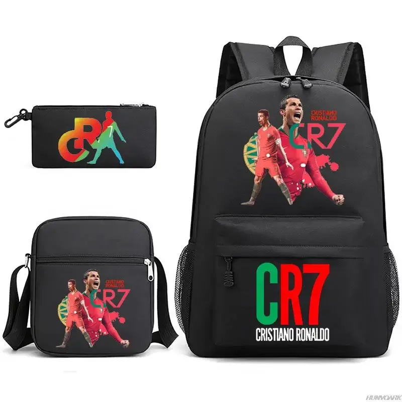 chimsports-sac à dos cr7 pour hommes et femmes, cartable étudiant, cartable de voyage, sac à dos universitaire, ordinateur portable, garçons, filles, hommes, femmes, nouveau, 3 pièces