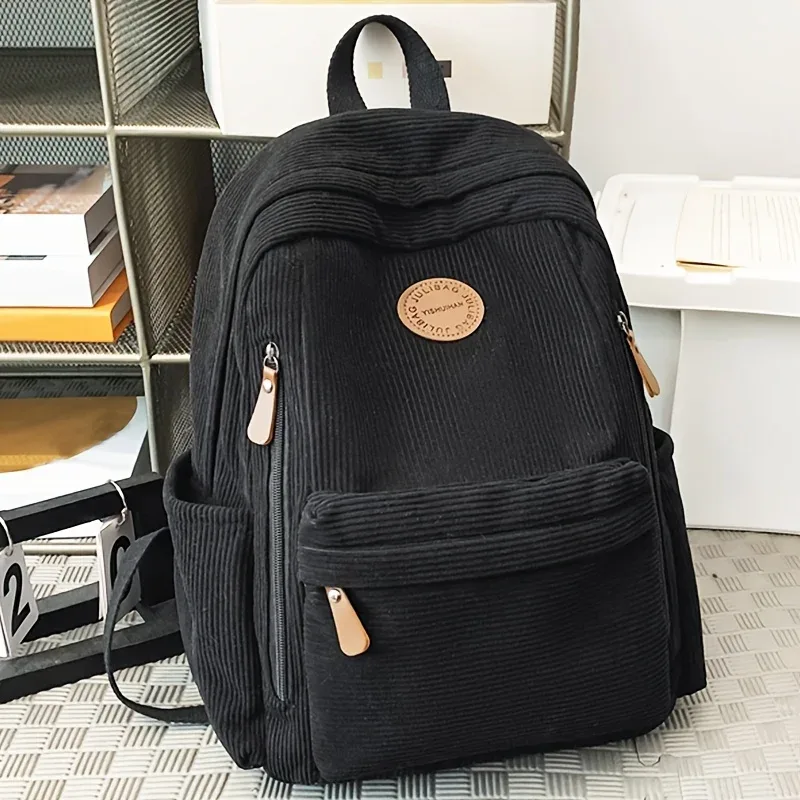 sac à dos en velours côtelé vert olive pour femme, grande capacité, sac à dos décontracté, travail, école, voyage, cadeau idéal pour les étudiants, école
