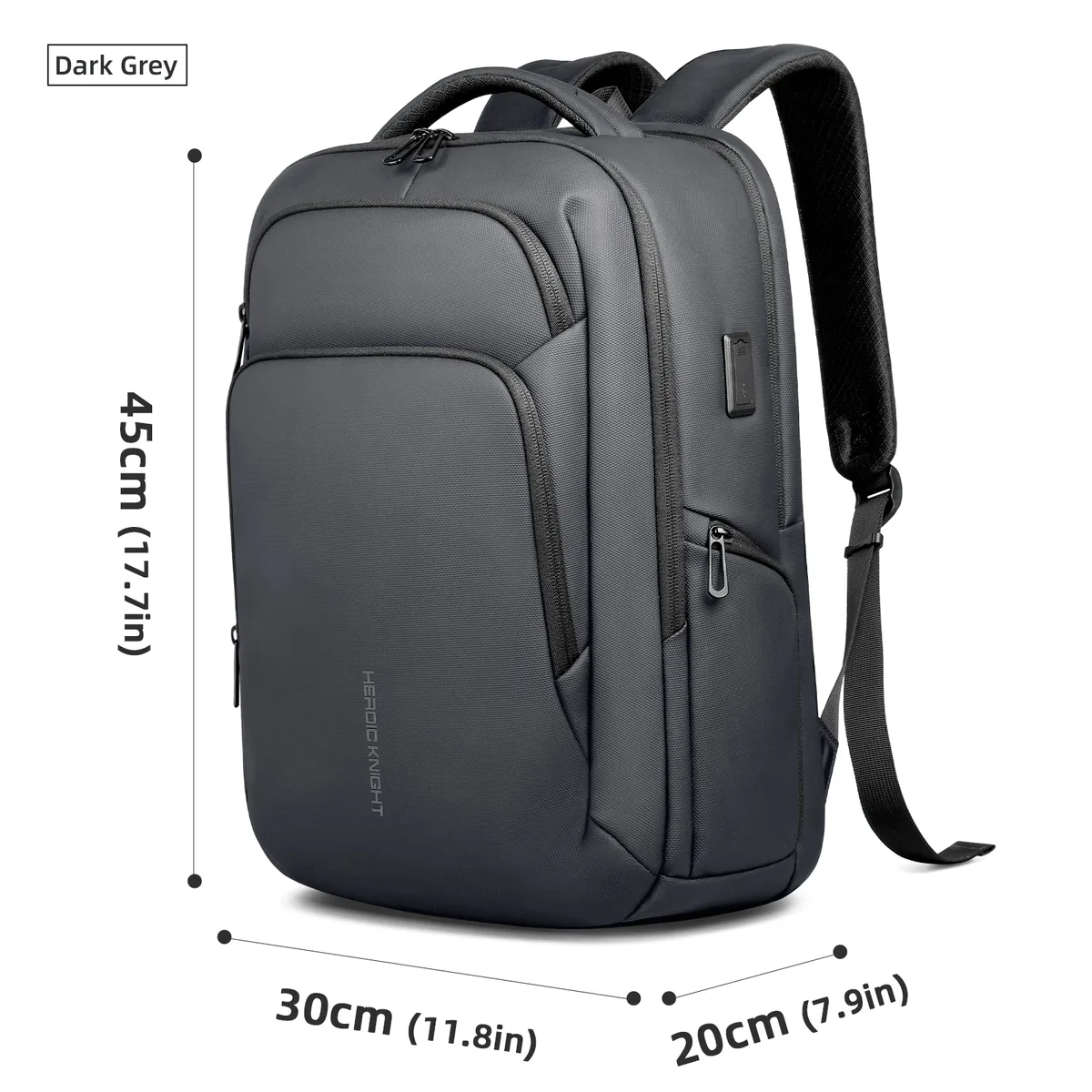 sac à dos pour ordinateur portable heroic knight pour le travail, tissu oxford imperméable, grande capacité avec charge usb, sac à dos portable pour homme