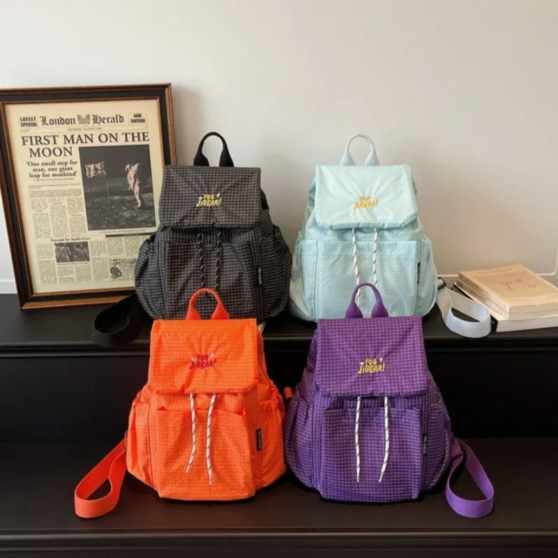 nouveau sac à dos à carreaux tendance, léger, imperméable, pour femme, idéal pour les voyages, l'université, les trajets quotidiens, l'école, avec plusieurs poches, sac à dos décontracté