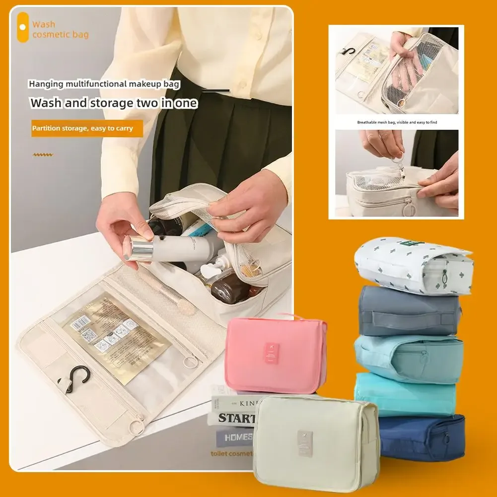 sac de maquillage de voyage de haute qualité avec crochet de salle de bain, pochette de toilette imperméable, organisateur de articles de toilette pour femmes, sac de rangement pour maquillage