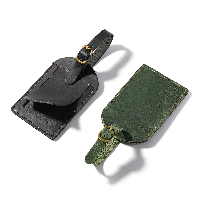 1 étiquette de bagage en cuir véritable pour femme et homme, accessoires de voyage, étiquettes de valise, étiquette nominative, d'adresse, pour bagages