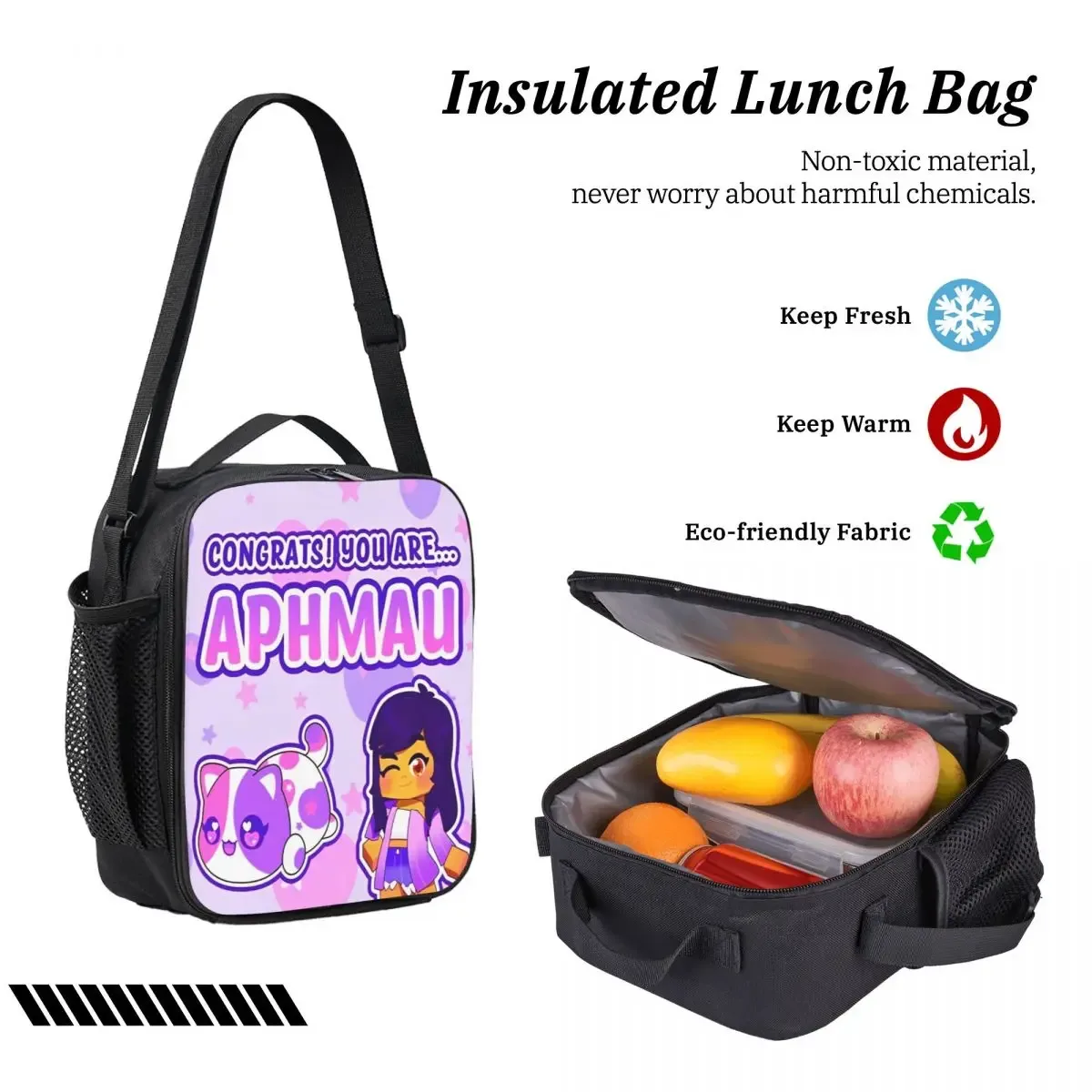 3 pièces aphmau et chats accessoires ensemble de sac à dos pour enfants sacs à stylos ensembles de sacs à livres avec boîte à déjeuner pour les écoliers sac à dos