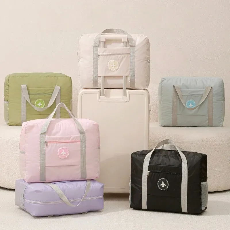 Sac de voyage pliable de couleur unie, grande capacité, en tissu Oxford imperméable, pour le sport et les voyages