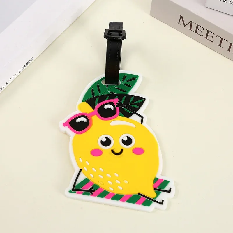 étiquette de bagage en silicone, 1 pièce, dessin animé mignon, animal créatif, étiquette de valise, nom d'identification, petit pendentif, accessoires de voyage