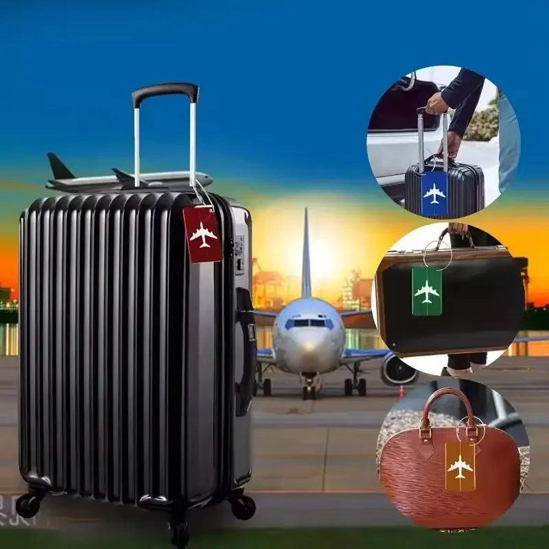 étiquette de bagage en aluminium durable, design antivol avec anneau en acier, pour identification de bagages et enregistrement à l'aéroport