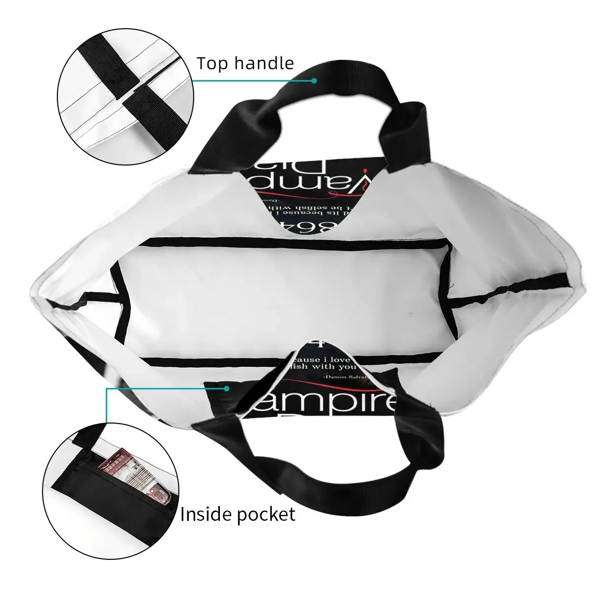 the vampire diaries – sac fourre-tout en toile pour femmes, sac à bandoulière de grande capacité, sac à main pour courses