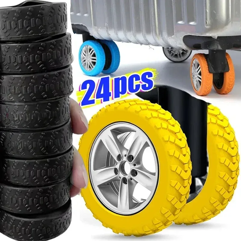 2/24pcs protège-roues de bagages en silicone, protections de roulettes pour valises de voyage, réduction du bruit, accessoires de protection de roues