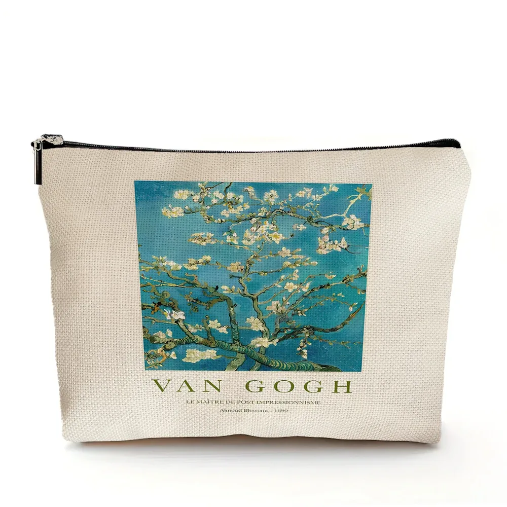 vincent van gogh femmes sac cosmétique nuit étoilée double impression dame sacs de maquillage de mariage fille voyage sac à main organisateur portefeuille