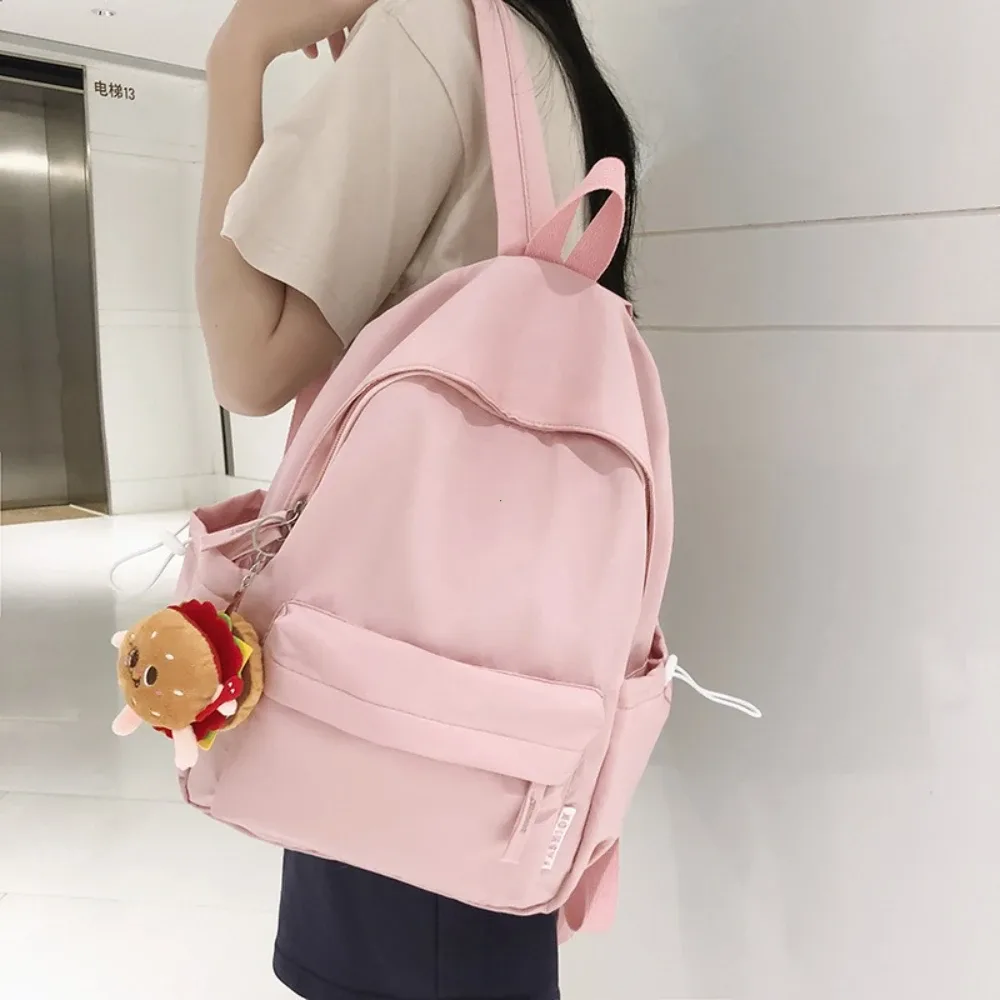 Cartable de mode pour adolescents imperméable à l'eau en Nylon filles sac à dos mignon femmes sac à dos pour ordinateur portable sac de voyage noir rose Bookbag unisexe
