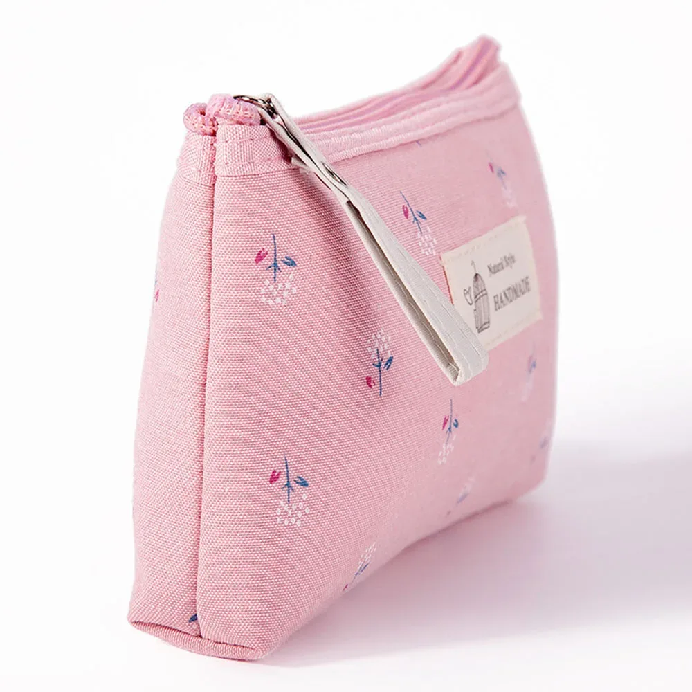 sac à cosmétiques en toile imperméable de style japonais et coréen, motif floral, portable, trousse de maquillage pour filles, trousse de toilette pour étudiants, trousse de papeterie