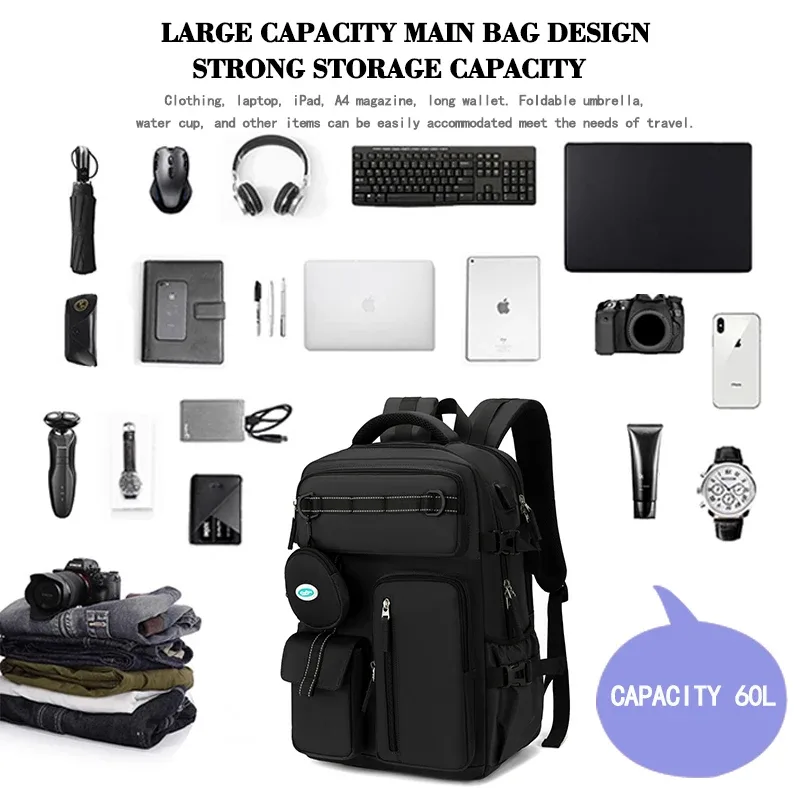 sac à dos de voyage pour femmes, extensible, week-end, randonnée, ordinateur portable, avec port usb, grand sac à dos étanche 40l pour hommes