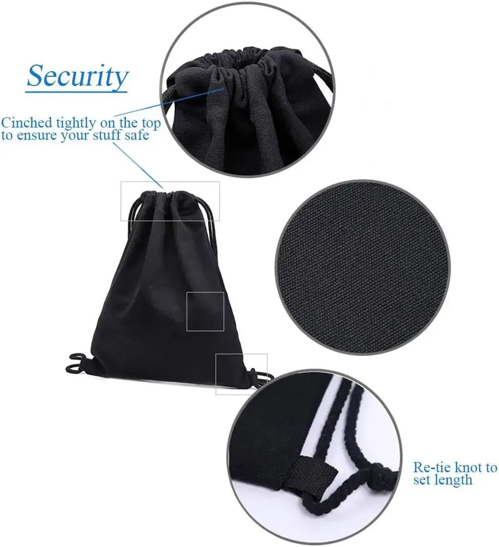 sac à dos en toile de coton avec cordon de serrage, sac de sport, sac à dos de sport, sac cadeau de rangement, paquet de 2 noirs 34.5x40cm décontracté