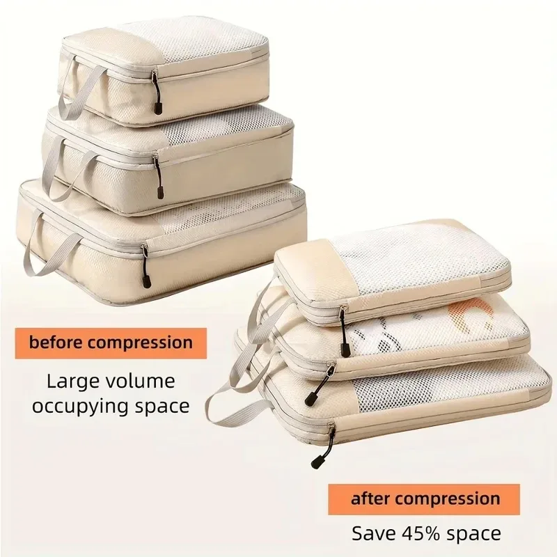lot de 3 cubes de compression de voyage, organisateur de bagages, essentiels de voyage, cubes de compression p