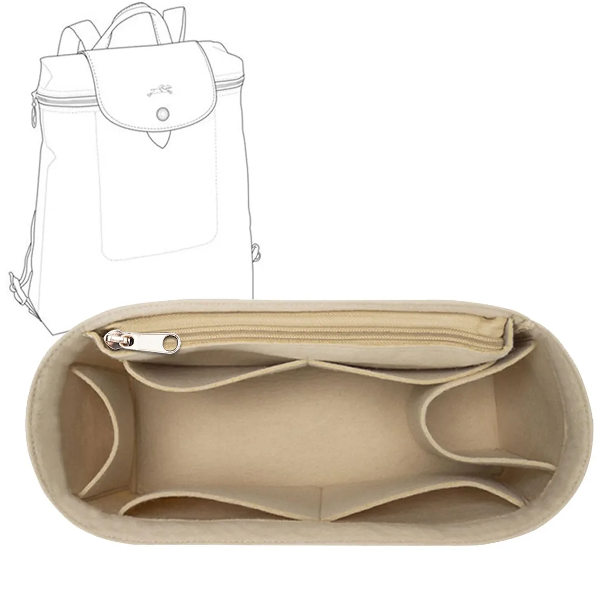 insert organisateur de sac à main en feutre avec plusieurs poches, doublure de sac dans le sac pour sacs à main et sacs à dos, sac de rangement de maquillage de voyage