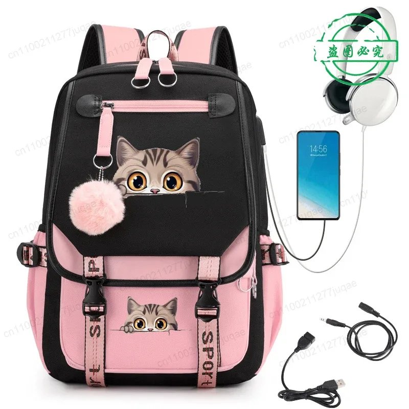 sac à dos kawaii chat de dessin animé tendance anime pour adolescentes et adolescents, sac d'école, sac de voyage pour ordinateur portable