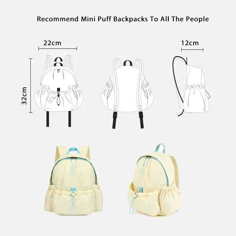 sun eight daily puff backpack sacs à dos souples de petite taille pour l'école, couleurs bonbon, 12 pouces