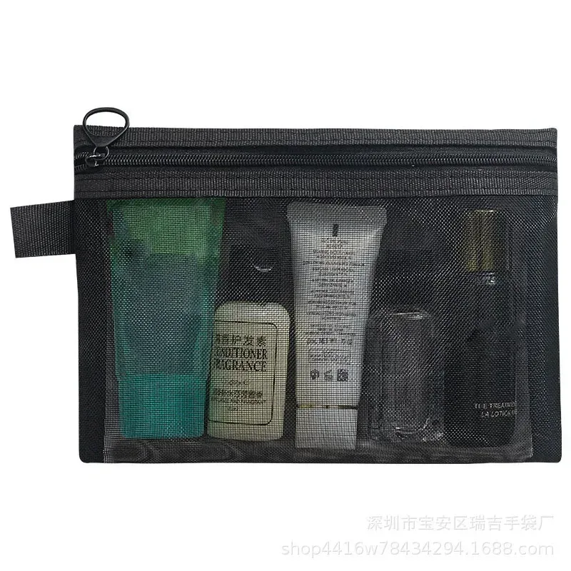 sac à cosmétiques en maille pour femmes, rangement de voyage, sac de maquillage, organisateur, pochette de maquillage portable, petite et grande trousse de toilette et de beauté