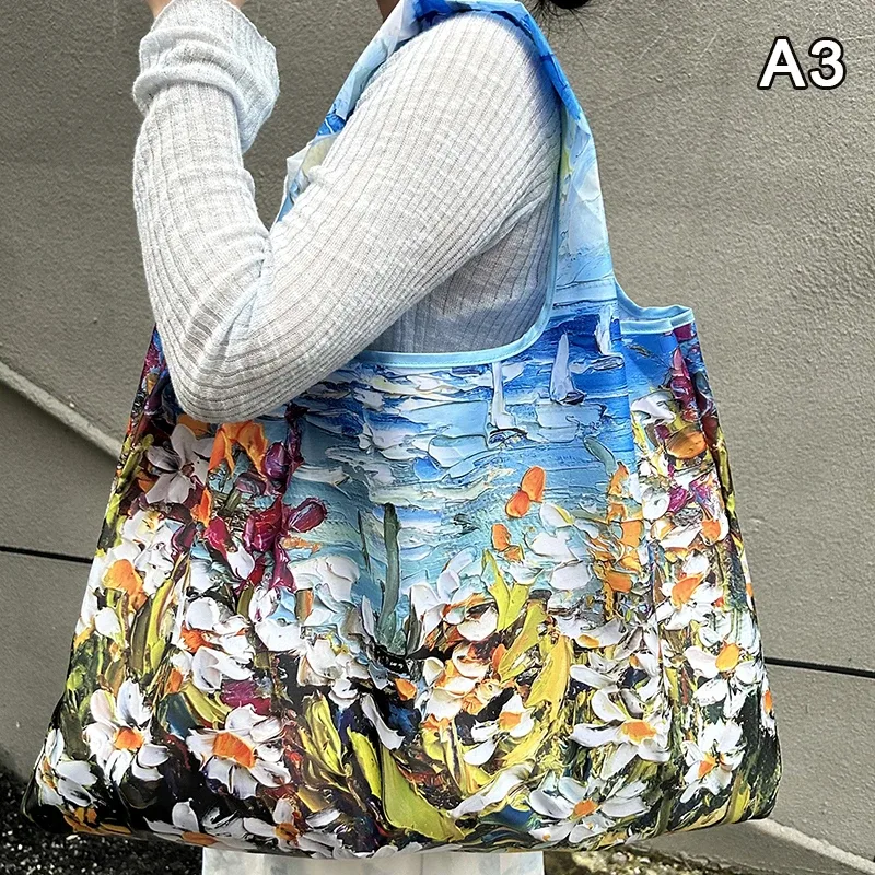 sac de courses pliable, nouvelle mode, sac de rangement d'épicerie réutilisable, sac à main à bandoulière portable en nylon, fourre-tout de voyage