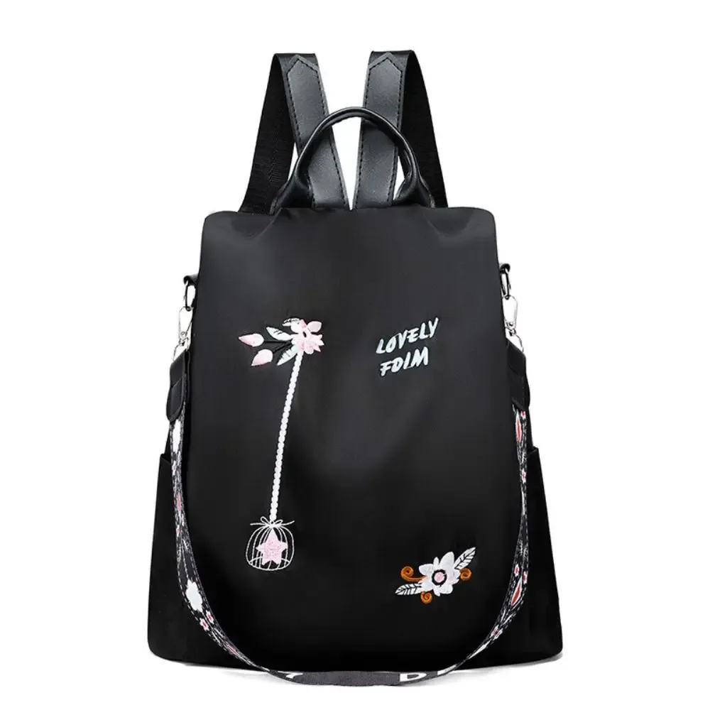 oxford – sac à dos étanche pour femmes, sac d'école antivol, broderie de styliste, grande capacité, sac à main de voyage à bandoulière