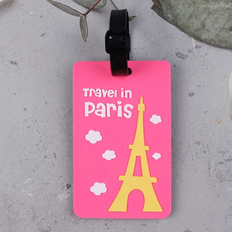 étiquette de bagage en pvc avec animaux de dessin animé, 1 pièce, pour femmes et hommes, accessoires de voyage de vacances, étiquettes de valise, nom, identification, adresse, étiquettes de bagage de voyage