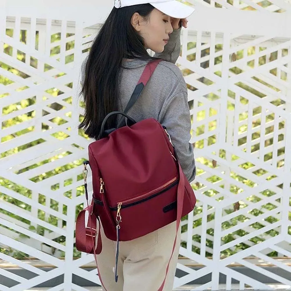 Sac à dos quotidien en Polyester pour femmes, grande capacité, avec pendentif chat en PU, sac à dos en tissu Oxford, anti-rayures, antivol