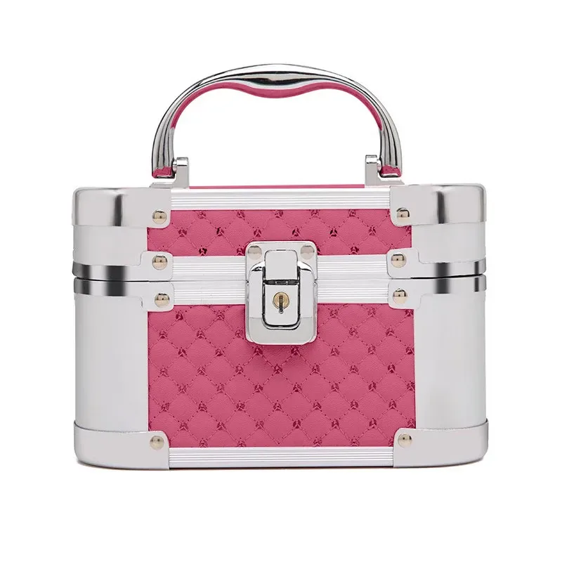 trousse de maquillage professionnelle portable avec miroir lumières led, boîte de rangement de cosmétiques en alliage de voyage, fournitures d'outils de maquillage pour salon de beauté