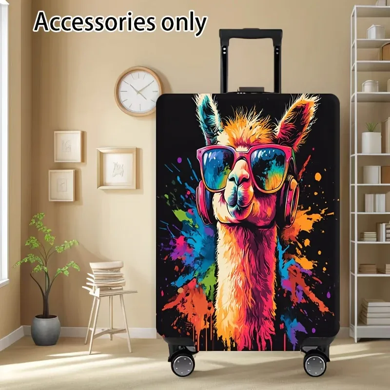 housse de bagage colorée à imprimé alpaga, accessoire de voyage anti-poussière et extensible, convient aux valises de 18 à 32 pouces