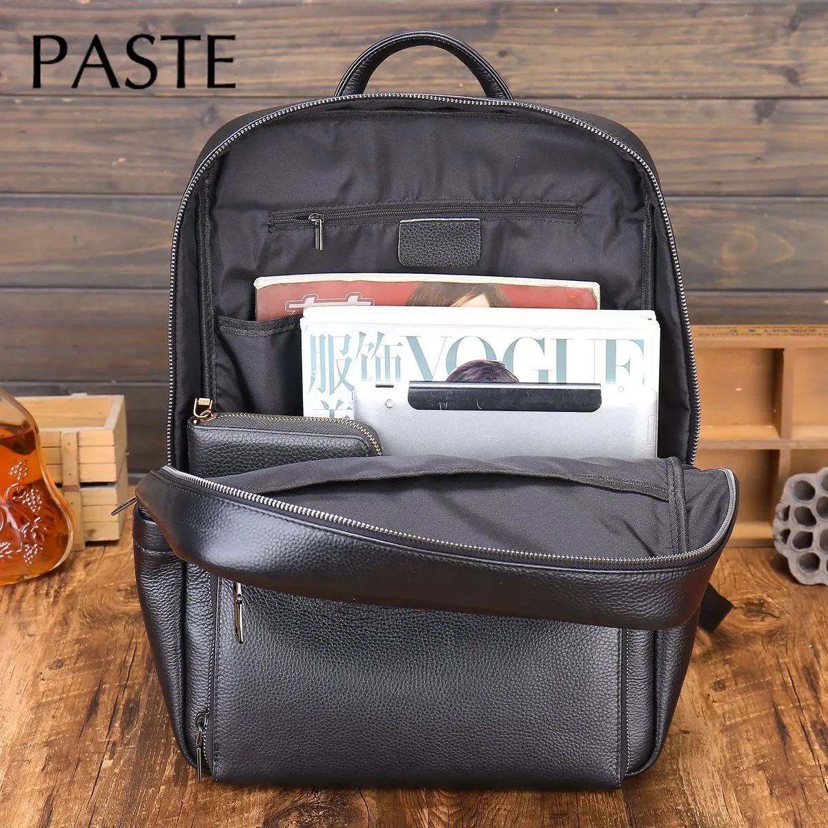 2026 classique 100% cuir de vache hommes sac à dos noir 15.6 pouces ordinateur portable sac d'école affaires grande capacité voyage sacs à dos de luxe