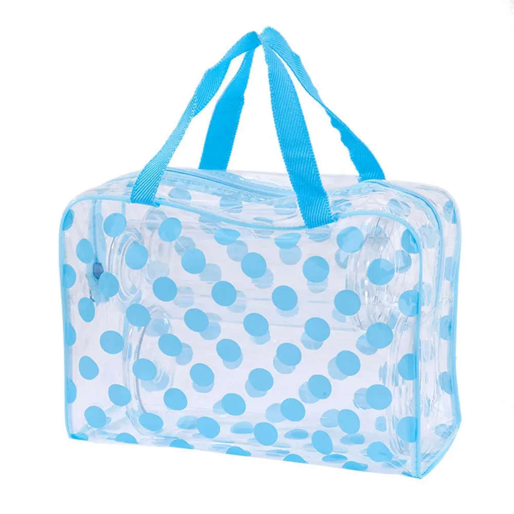 sac de maquillage transparent à pois pour femmes, sac à cosmétiques étanche en pvc, sac de rangement portable pour femmes, trousse de toilette féminine