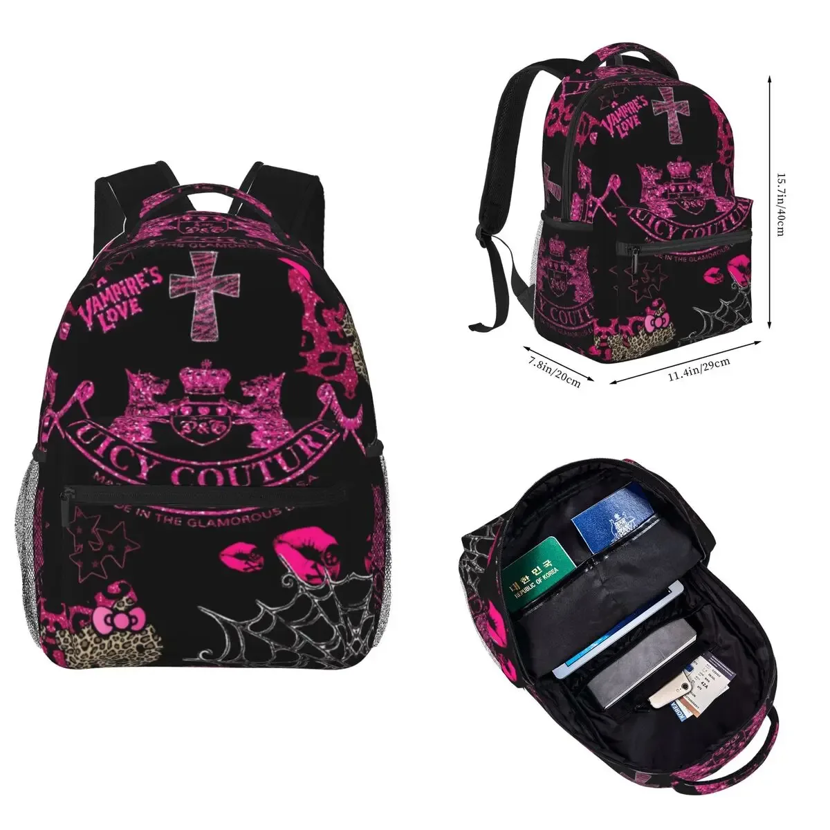 sac à dos juicy-c-couture pour hommes et femmes, sac à dos tendance pour étudiants et professionnels, sac à bandoulière pour collège, 16 pouces