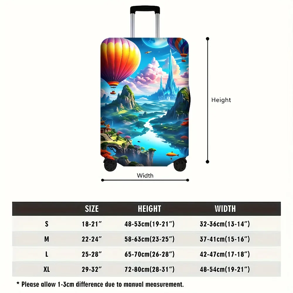 1 housse de bagage dreamscape pour bagages de 18 à 32 pouces ; un accessoire de voyage anti-poussière et résistant avec motif montgolfière
