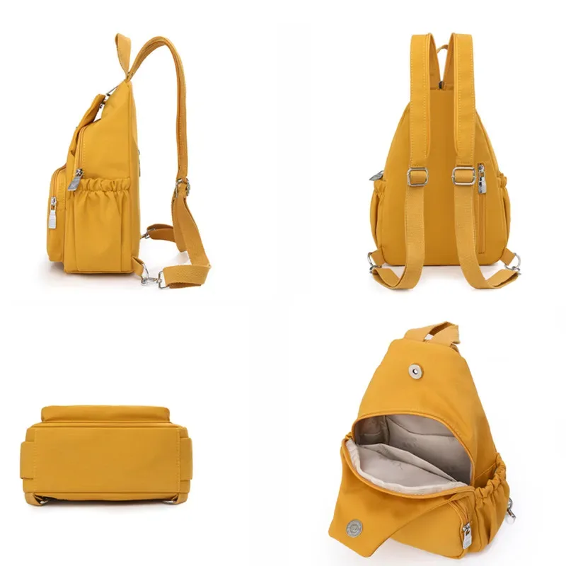 sac de poitrine en nylon imperméable pour femmes, sac à dos à bandoulière à la mode, sac à bandoulière de voyage léger à poche pour un usage quotidien