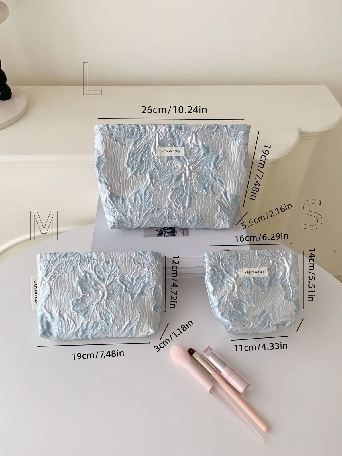 l/m/s relief jacquard sacs de maquillage femmes sac cosmétique femme pochette trousse de toilette pochette de maquillage voyage organisateur cosmétique
