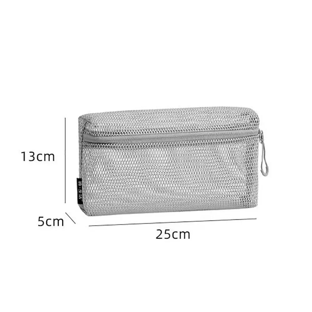 pochette de rangement en nylon décontractée, sac à cosmétiques en maille à main avec fermeture éclair, pochette en maille polyvalente pour femmes