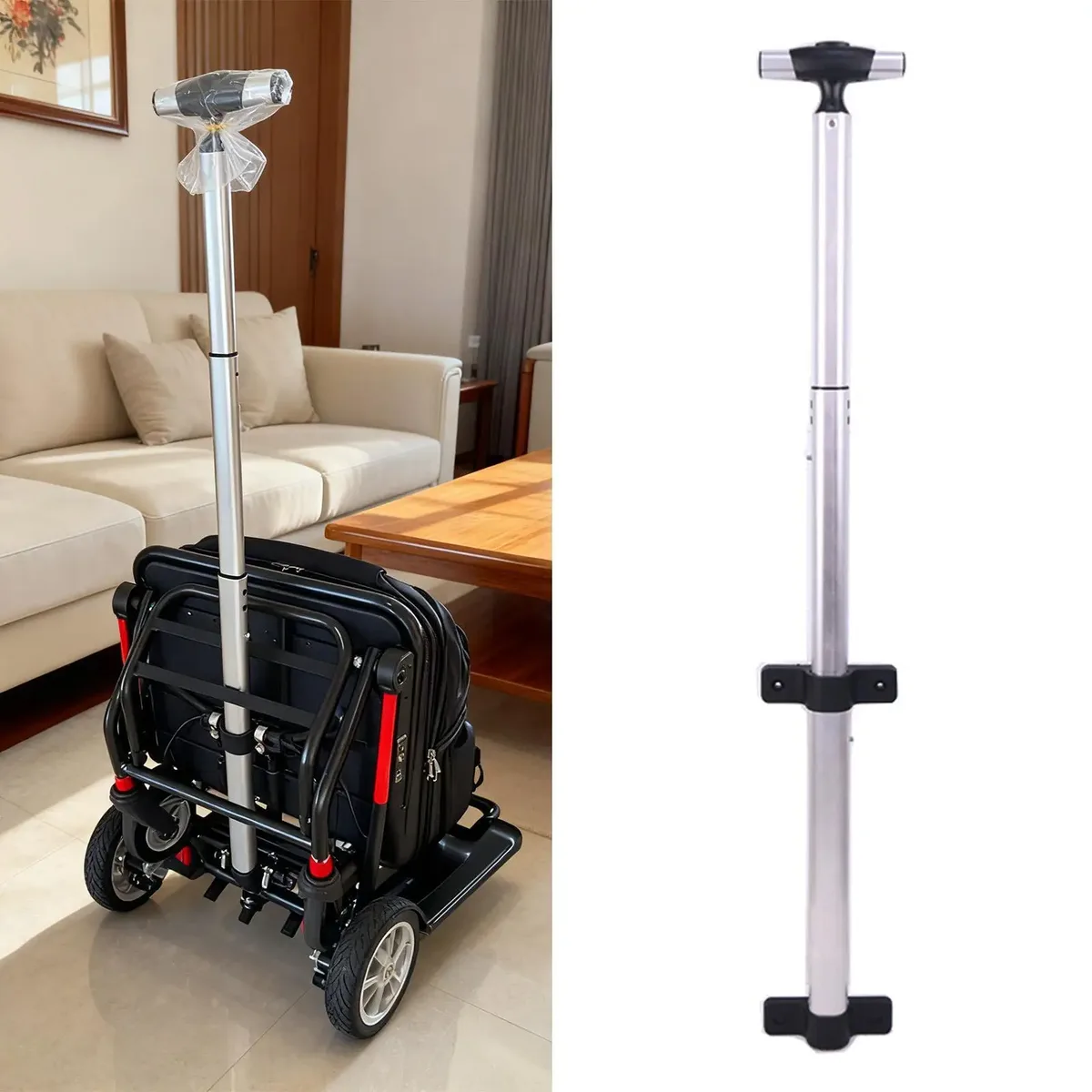 poignée télescopique en aluminium à large prise en main, pièces de rechange robustes pour valises à roulettes de voyage