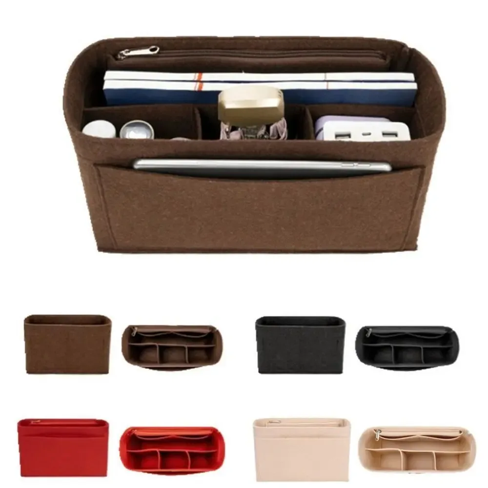 sac d'insertion en feutre multi-poches avec fermeture éclair, organisateur de sac à main grande capacité, sac intérieur pour lv speedy25/30/35/gentlewoman