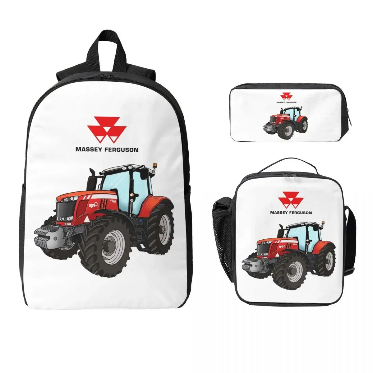 sac à dos pour étudiant massey ferguson tractor red tractor, sac d'école, sac à bandoulière pour ordinateur portable, sac à déjeuner isotherme 3ps, trousse à crayons