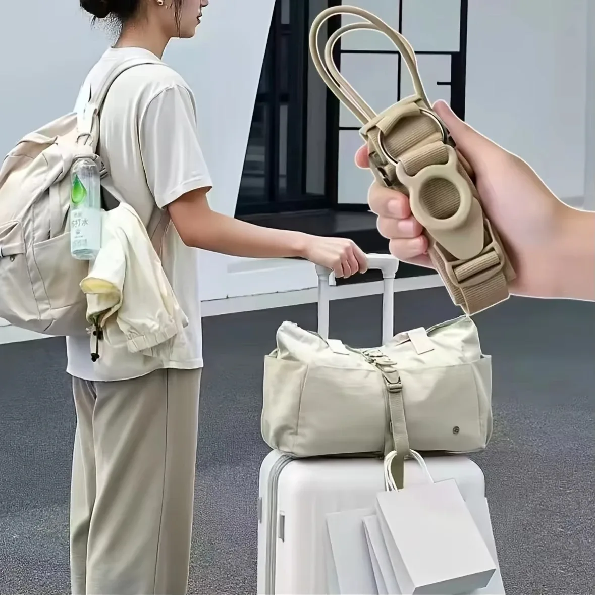 sangle de bagage réglable 2-en-1 avec boucle et verrouillage à dégagement rapide, légère et facile à utiliser, adaptée aux sacs à dos et aux costumes.