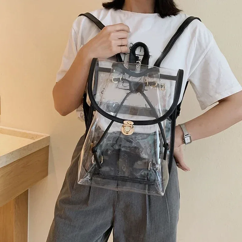 sac à dos transparent en pvc pour femmes, sacoches, à l'école, initié
